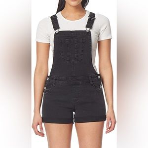 Wallflower Black Denim Short Overalls